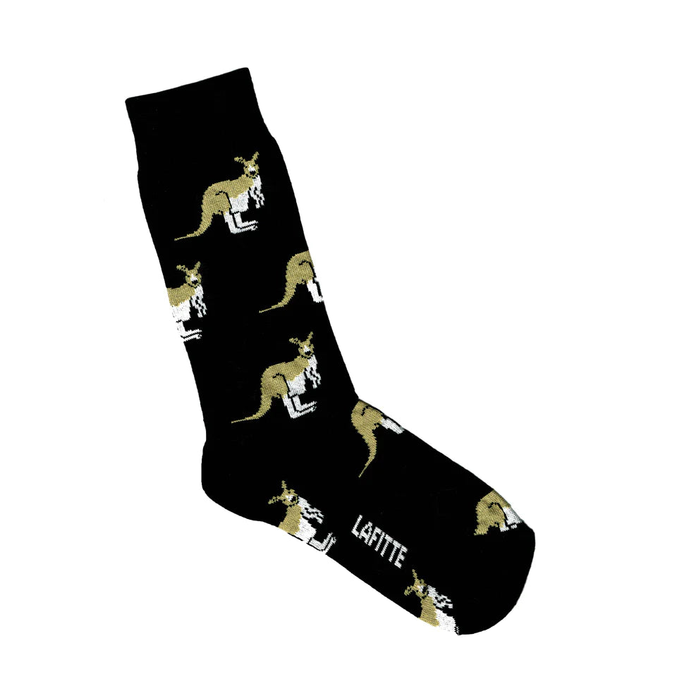 Socks Black Kangaroo. Handmade in Australia.