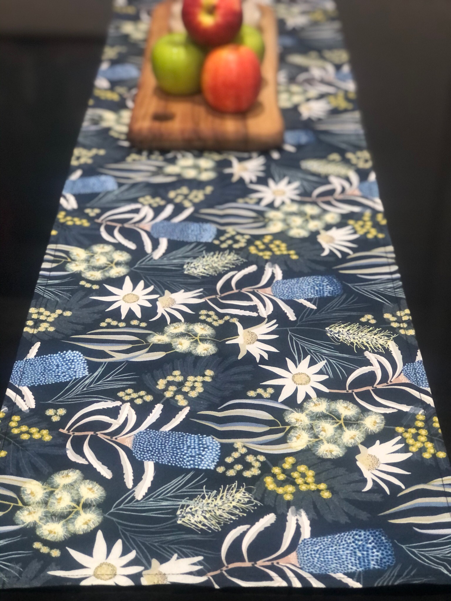 Navy Native Table Runner 32x150cm. Handmade in Australia