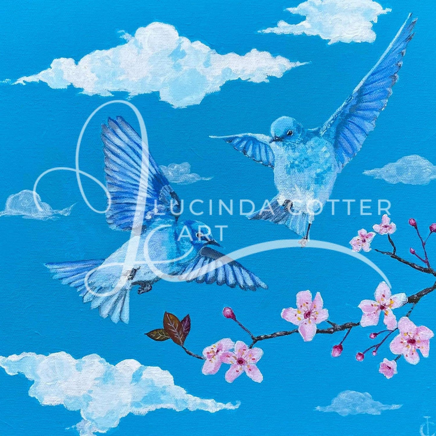 Bluebirds and Blossoms Premium Greeting Card