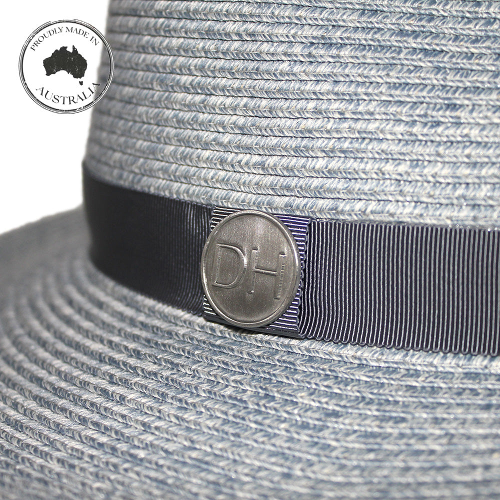 DEBORAH HUTTON CANOPY BAY. SEAFOAM CYPRESS FLEXIBRAID® FEDORA (MAGNETIC) HAT. HANDMADE IN AUSTRALIA.