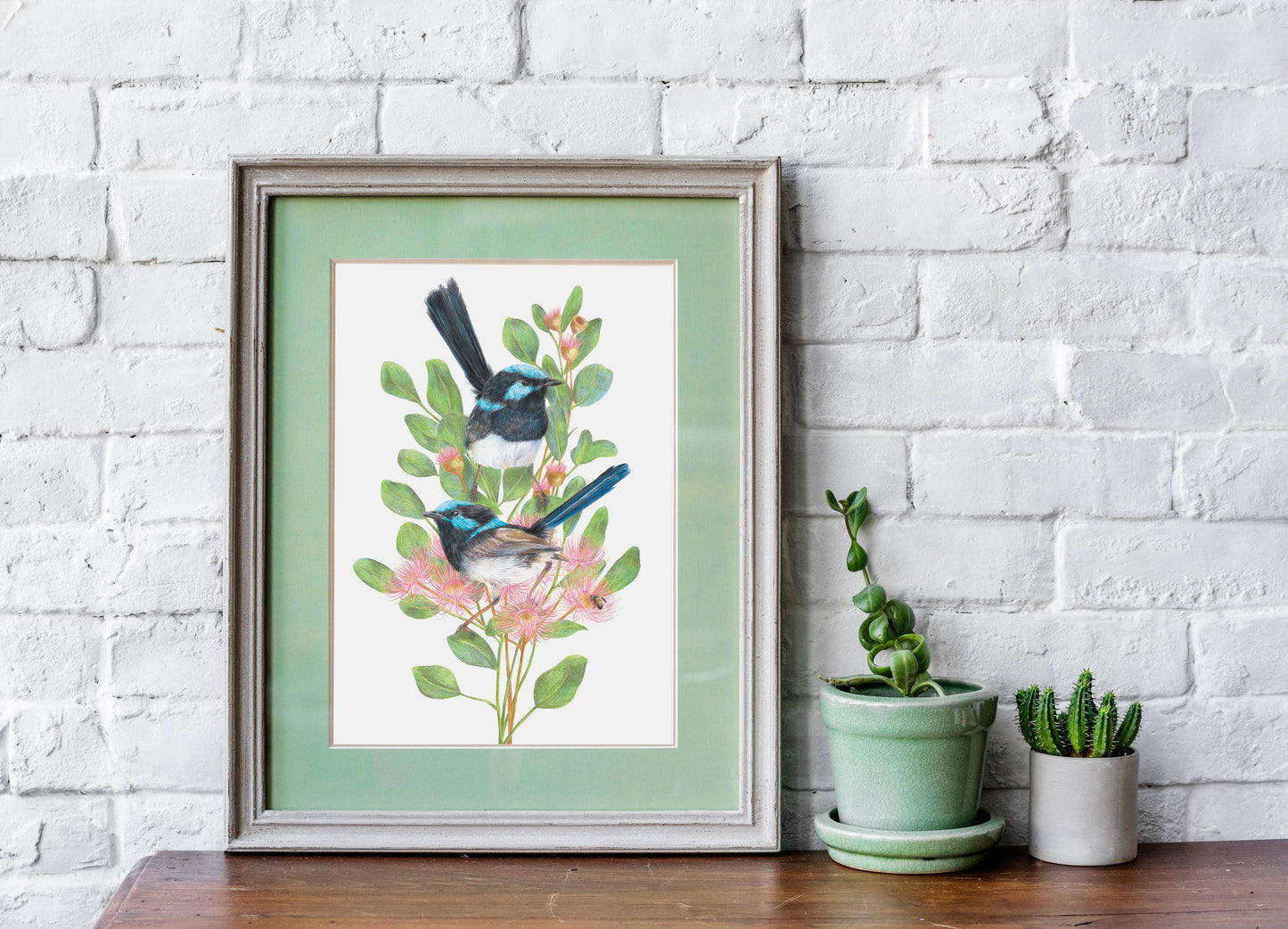 Superb Fairy-wrens Linen Art Print