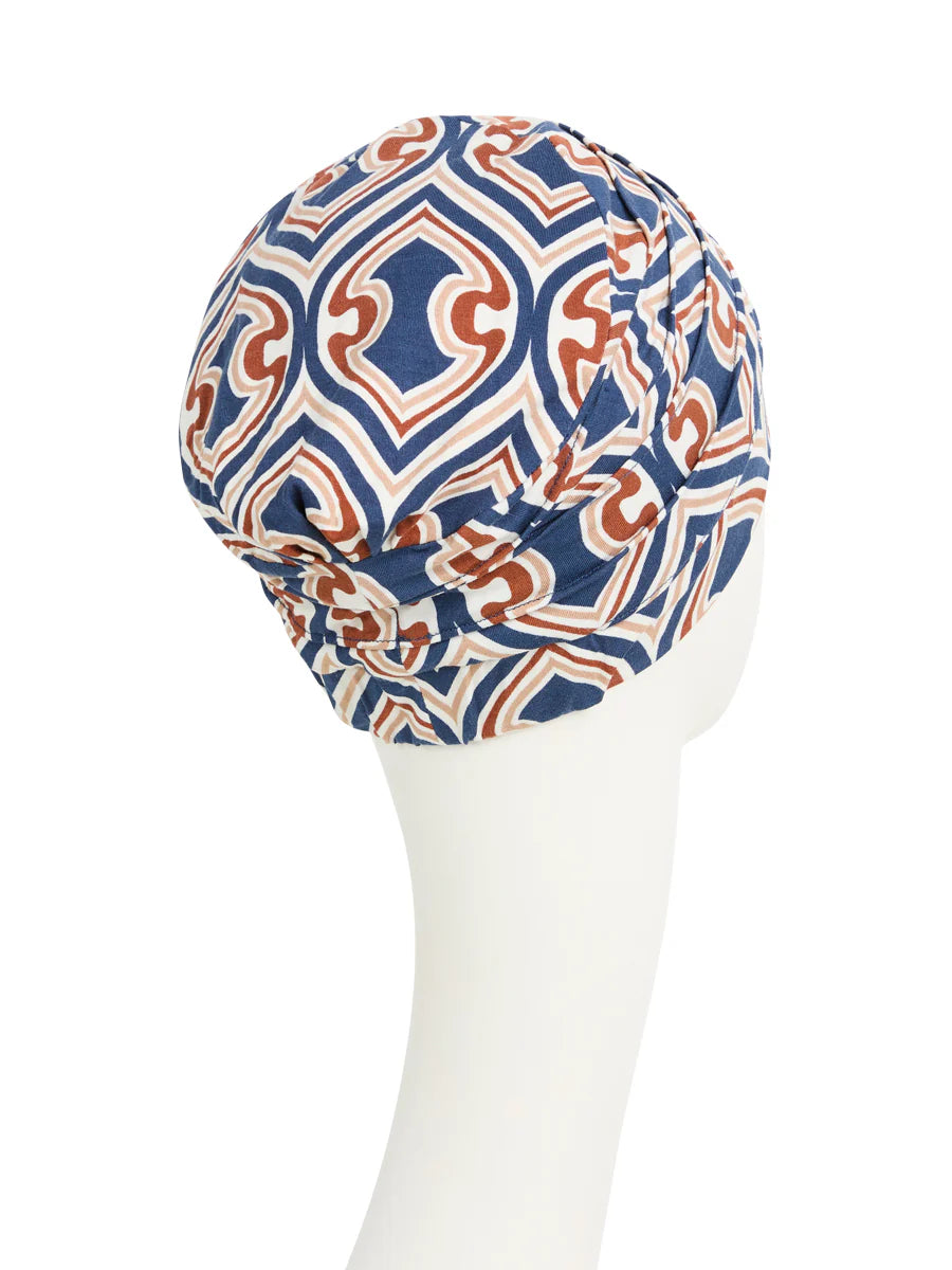 House of Christine Endless Shapes of Blue Turban (one size)