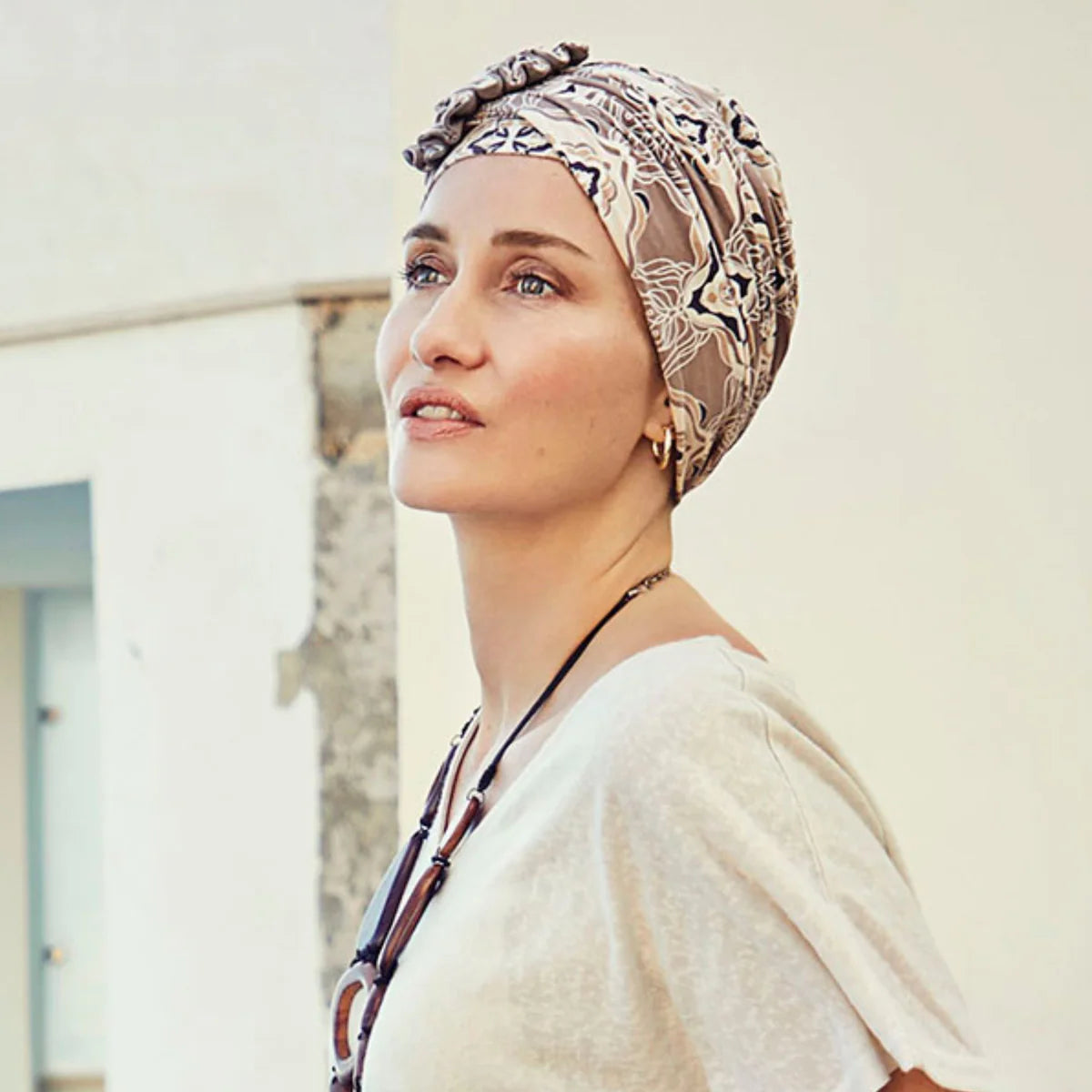 House of Christine Beige Ornaments Lotus Turban (one size)