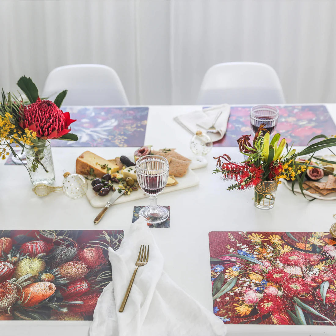Bell Art Wildflower. Dining Placemats Set of Four. Handmade in Australia