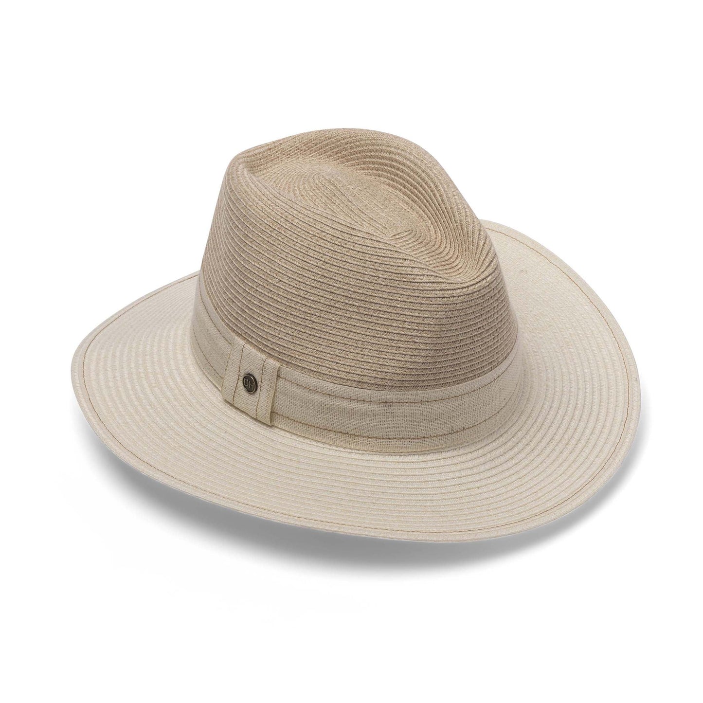 DEBORAH HUTTON CANOPY BAY. Mix Camel/Ivory PETA Flexibraid® Fedora Hat. Handmade in Australia.