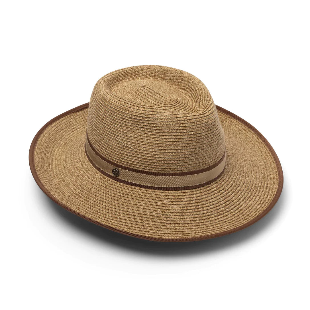 DEBORAH HUTTON CANOPY BAY. HAT CAMEL ROYSTON FEDORA. HANDMADE IN AUSTRALIA.