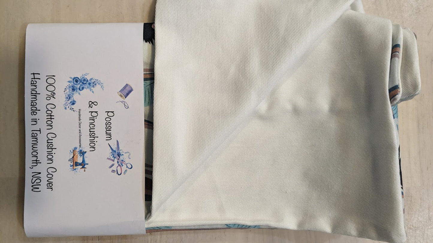 Cushion Cover - Kookaburra Neutral Square 45x45. Handmade in Australia