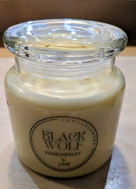 Black Wolf Candle Passionfruit & Lime. Handmade in Australia.