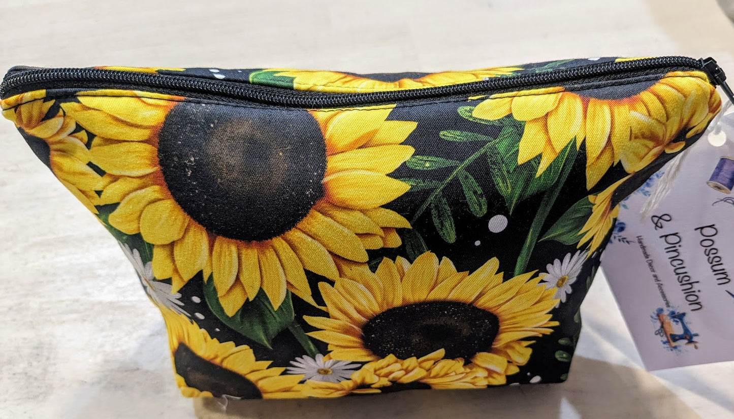Makeup Bag - Sunflower. Handmade in Australia.