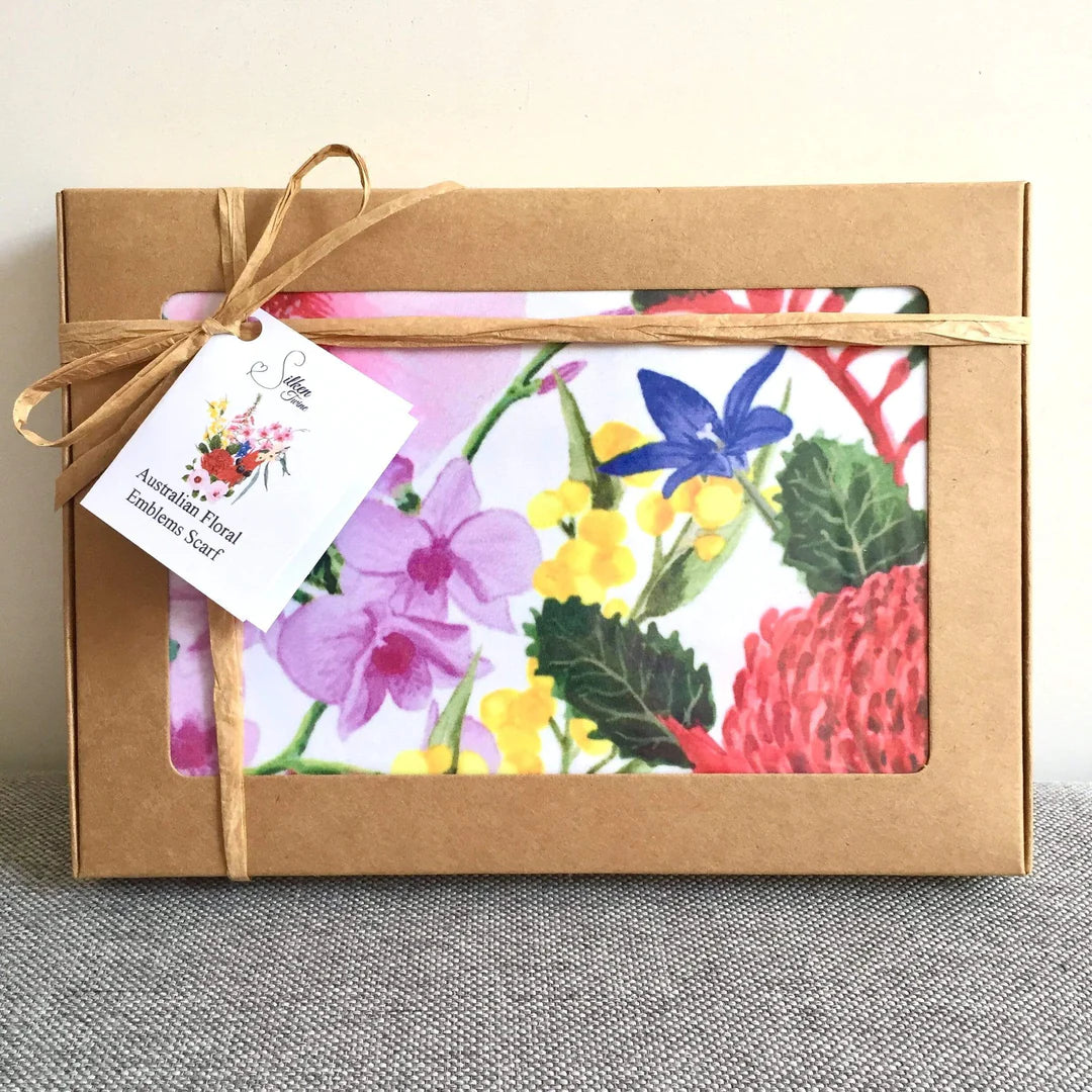 Australian Flowers Emblems Scarf Handmade in Australia