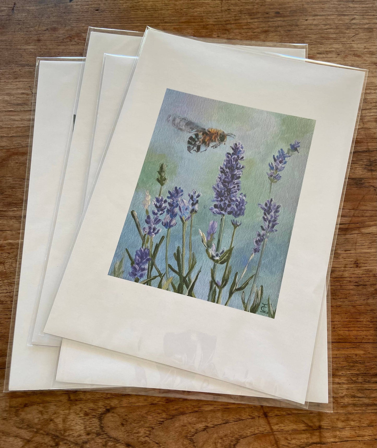 Native Bee and Lavender Poster Print A3
