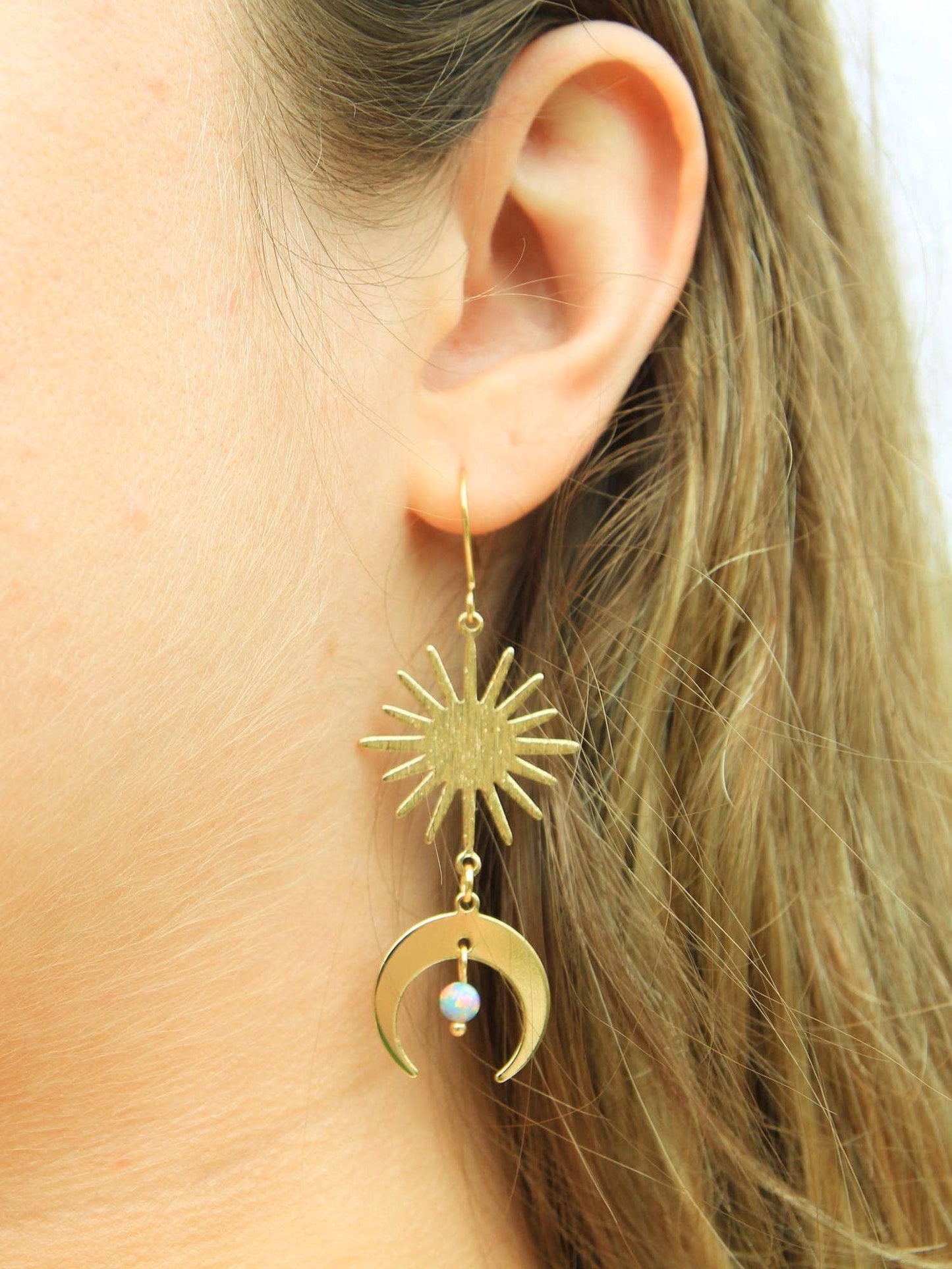 Blue Opal Sun & Moon Earrings
