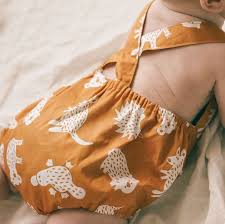 Bandicute Baby Romper - Australian Animals, Mustard. Handmade in Australia