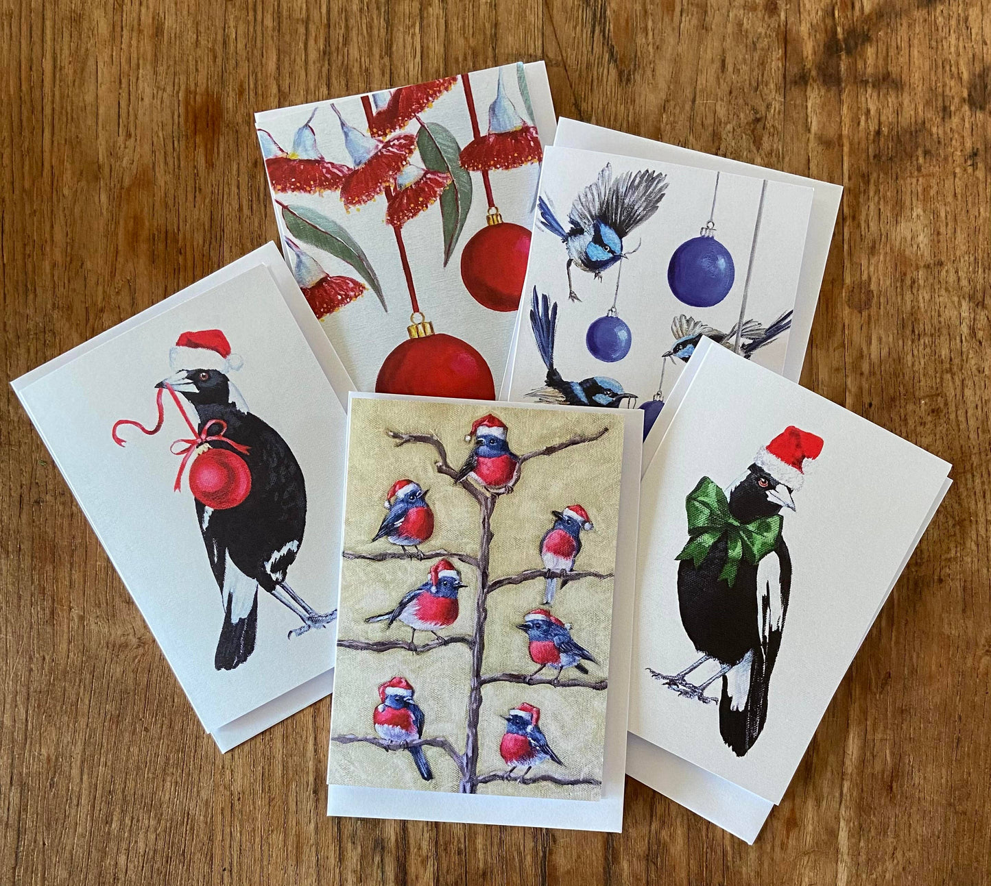 Cute Red Robins Christmas Greeting Card