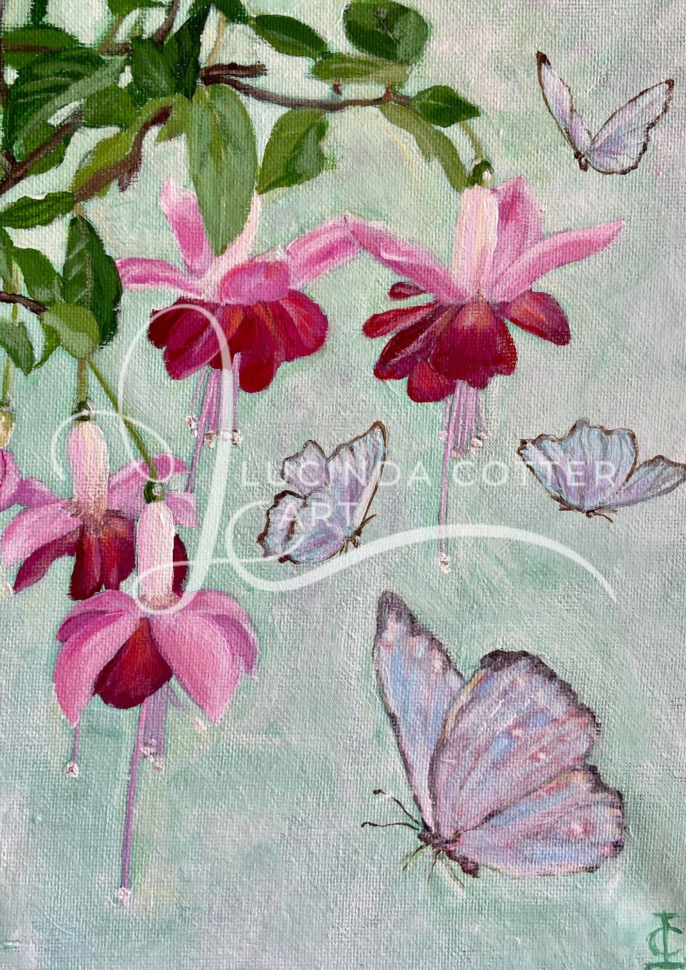 Fuchsias and Butterflies Greeting Card