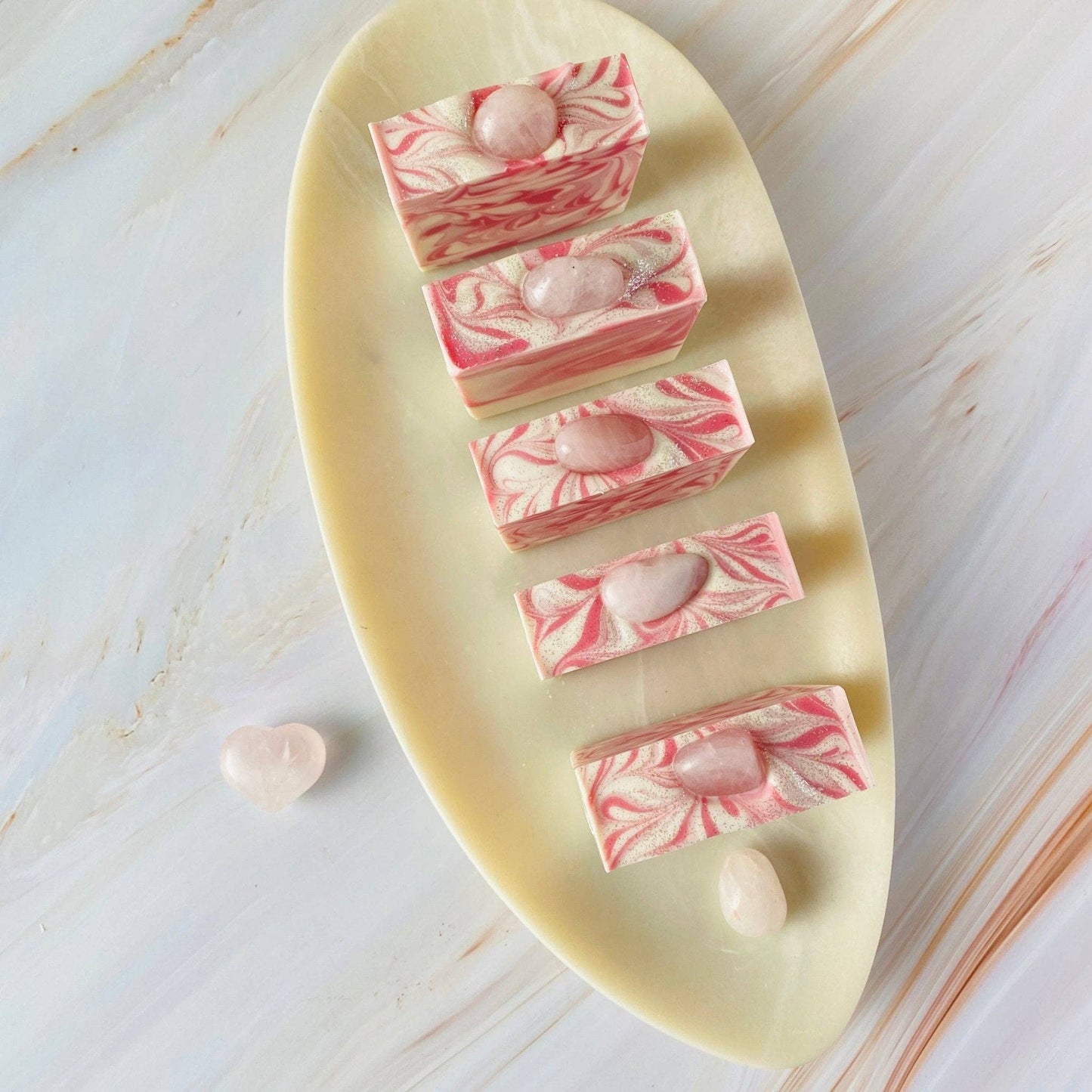 Luxury Artisanal Handmade Soap - Rose Quartz with Silk