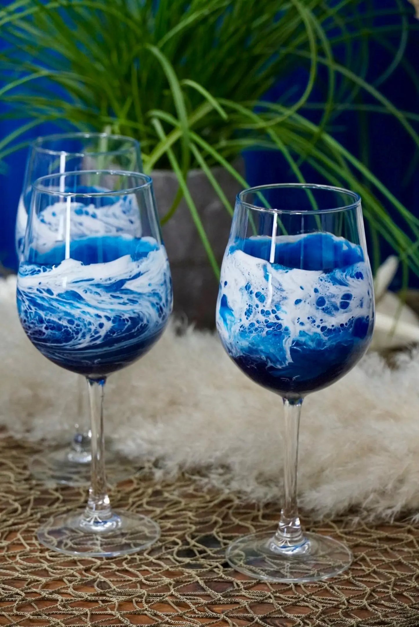 Glassware, Wine Glases, Sparkling Wine Glasses, Resin. Handcrafted in Australia
