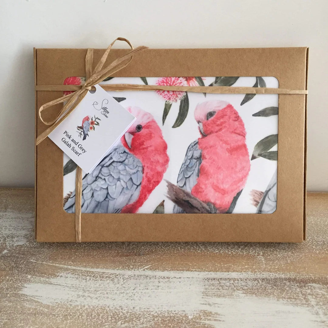 Australian Galah and Hakea Chiffon Scarf Handmade in Australia