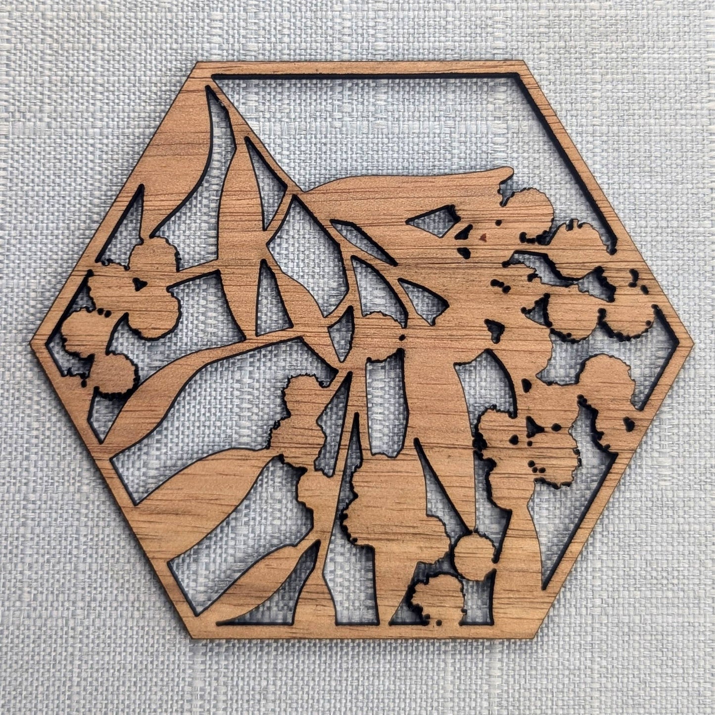 Australian Floral Wooden Coaster Set