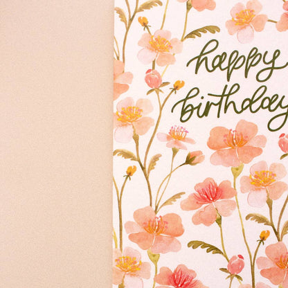 Happy Birthday Pink Florals | Birthday Greeting Card