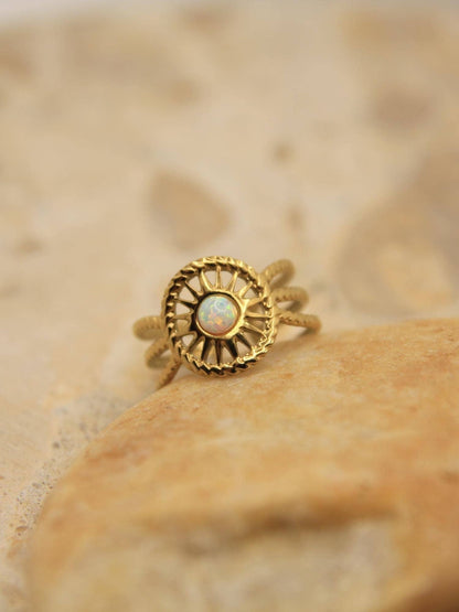 Gold Boho Sun Opal Ring