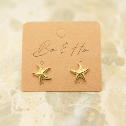 Golden Starfish Studs • Waterproof