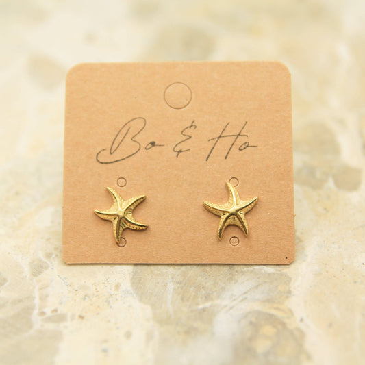 Golden Starfish Studs • Waterproof