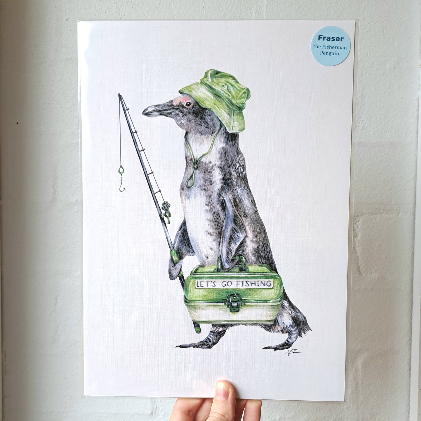 Fraser the Fisherman Penguin Art Print