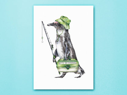 Fraser the Fisherman Penguin Art Print