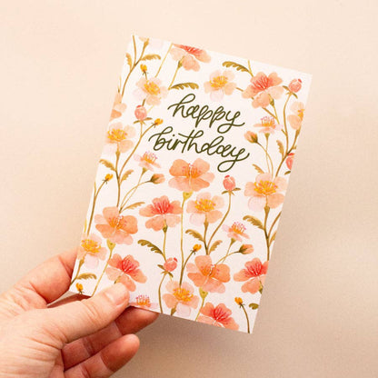 Happy Birthday Pink Florals | Birthday Greeting Card