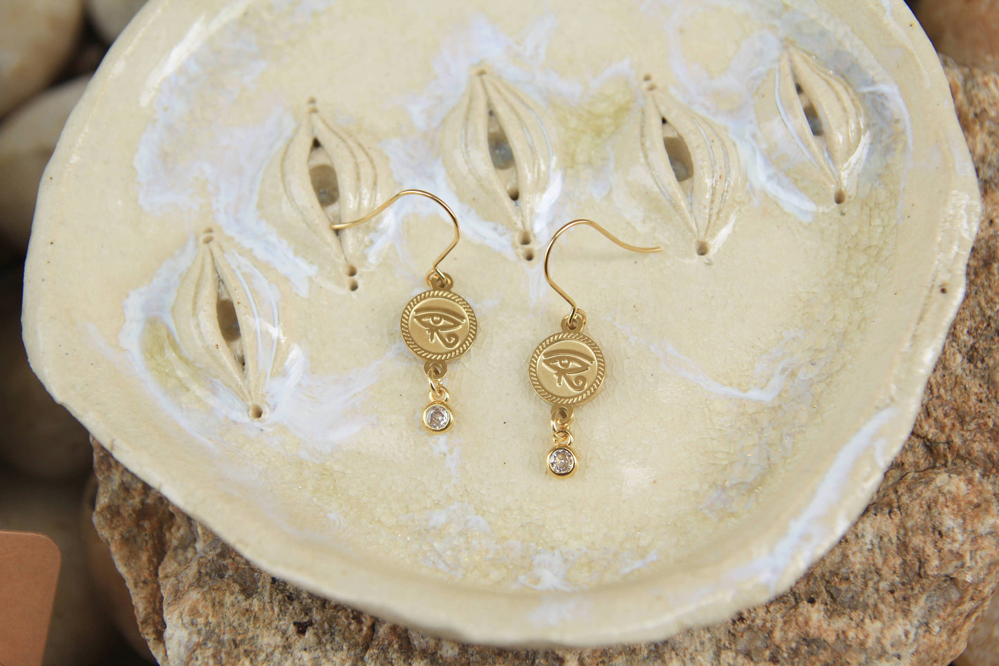 Gold Eye of Horus Earrings