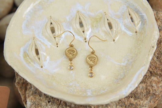 Gold Eye of Horus Earrings