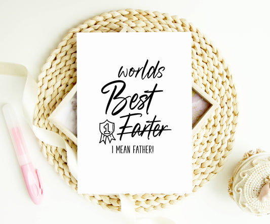 Funny Fathers Day Card for Dad - Worlds Best Farter