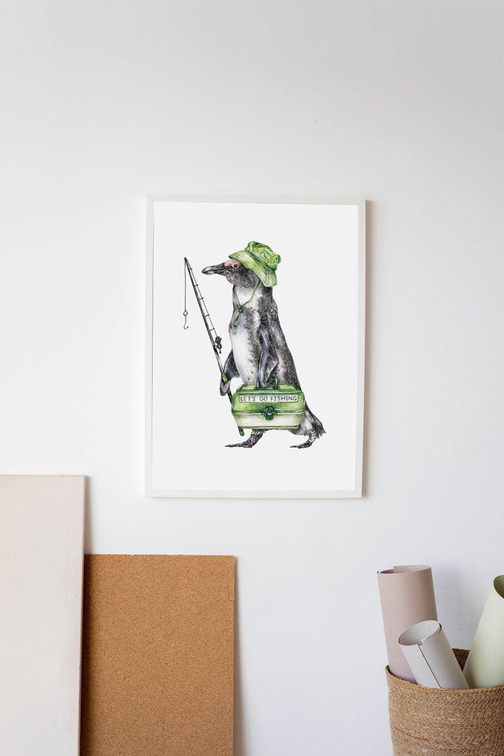 Fraser the Fisherman Penguin Art Print
