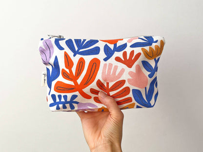 Handmade Make-up, Travel, Fabric Zip Purse - Petals (Light)