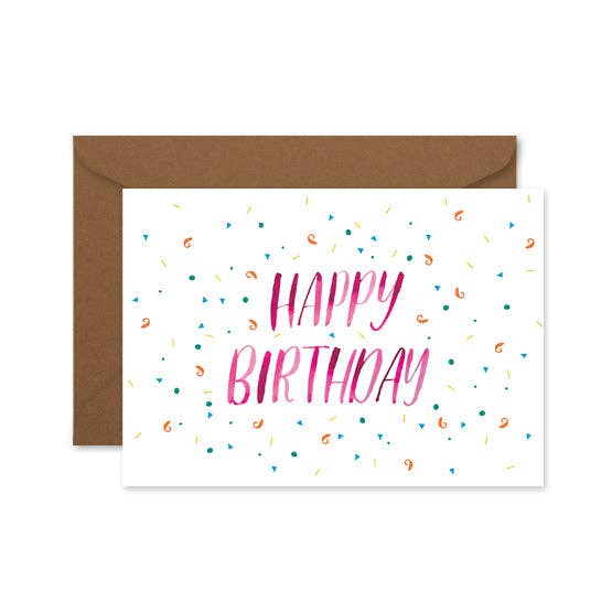 Happy Birthday Confetti Pink - Birthday Greeting Card
