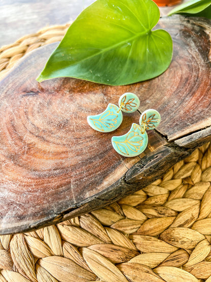Floral Moon - Porcelain Earrings