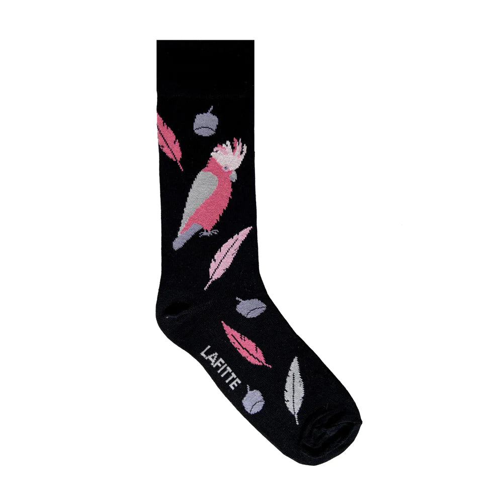 Socks. Galah - Pink & Black. Handmade in Australia.