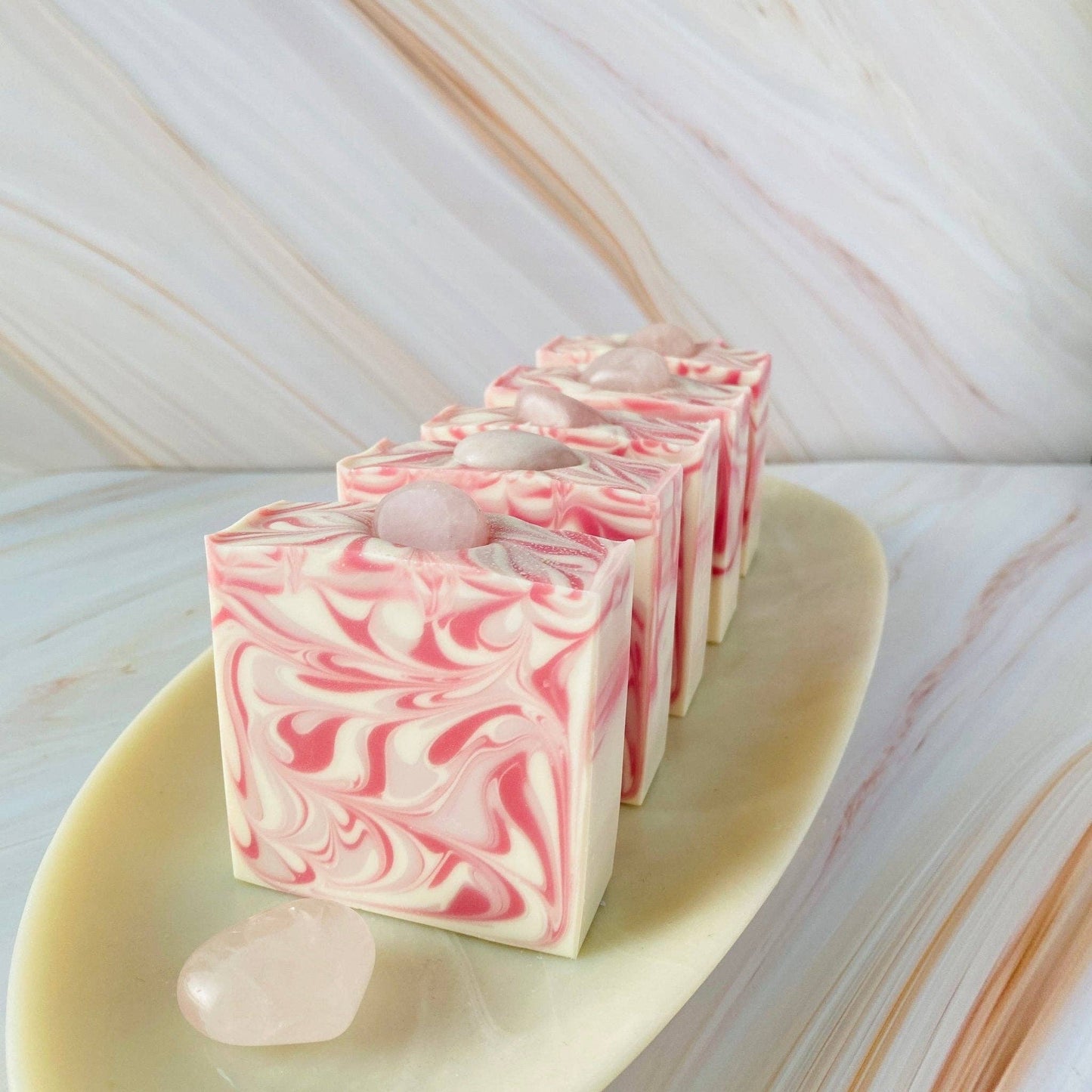 Luxury Artisanal Handmade Soap - Rose Quartz  with Silk