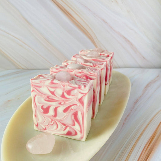 Luxury Artisanal Handmade Soap - Rose Quartz  with Silk
