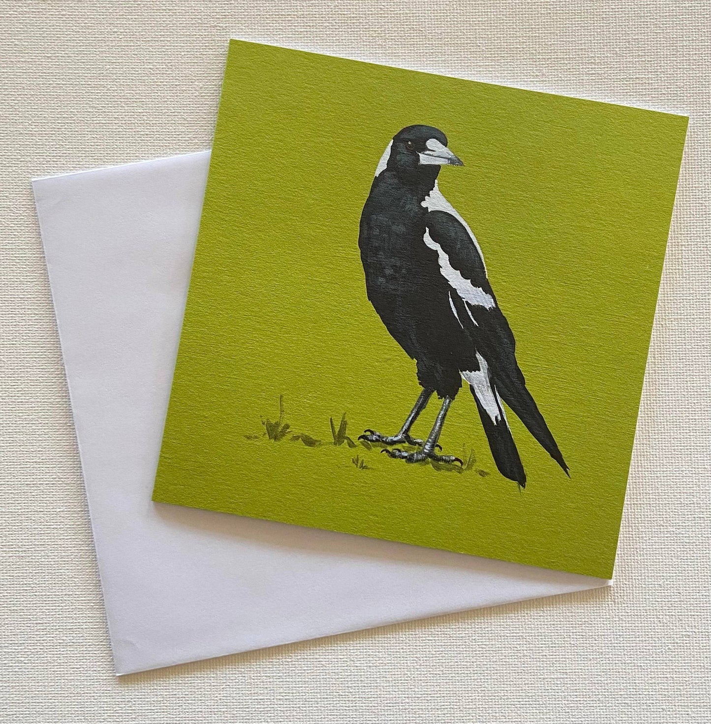 Green Magpie Premium Greeting Card