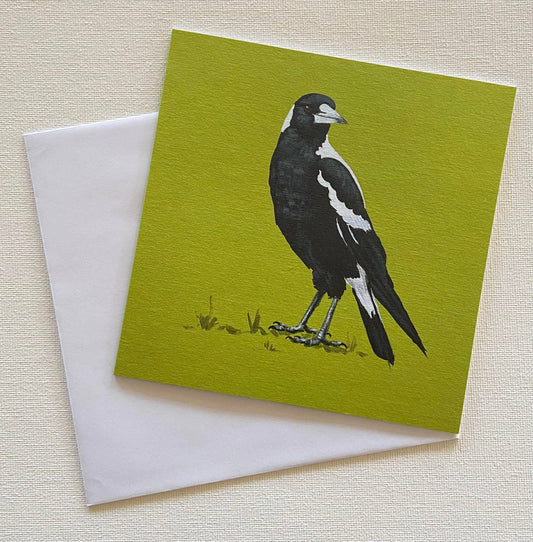 Green Magpie Premium Greeting Card