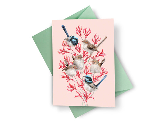 Superb Fairy-wren Family Greeting Card