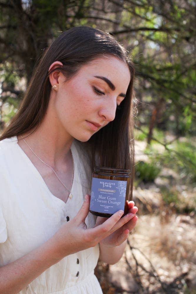 Blue gum and sweet orange essential oil candle