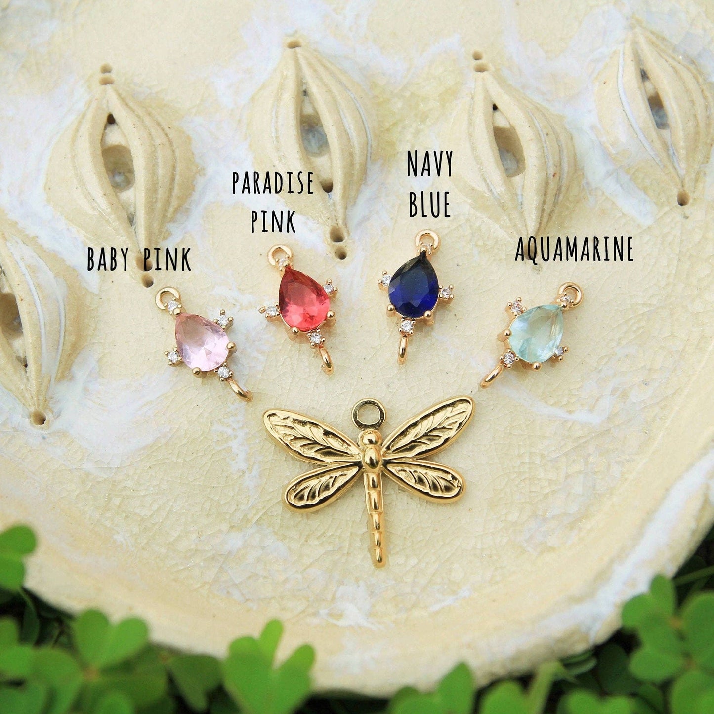 Gold Dragonfly Crystal Earrings