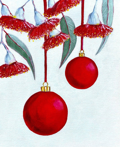 Red Baubles & Gum Blossoms Christmas Card
