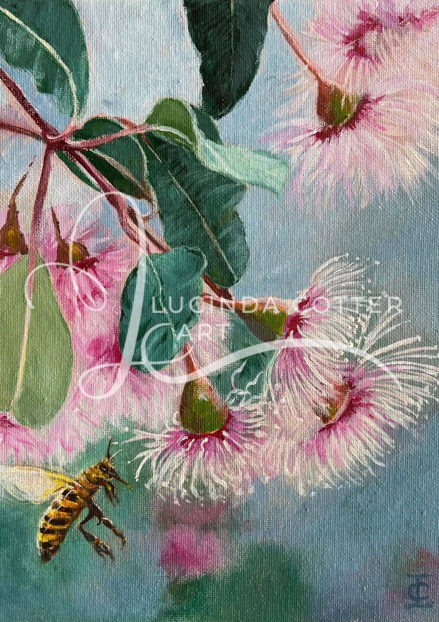 Gum Blossoms and Honeybee Greeting Card
