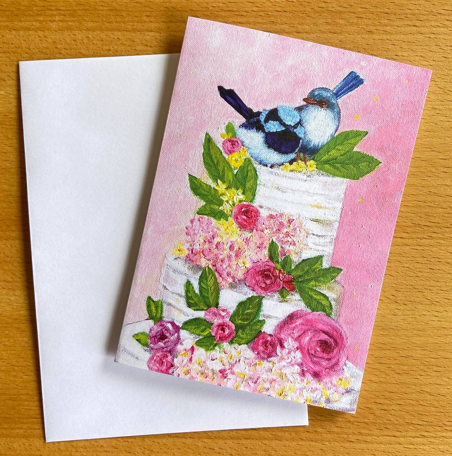 Fairy Wrens Wedding Cake Greeting Card