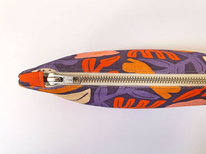 Handmade Make-up, Travel, Fabric Zip Purse - Petals (Purple)