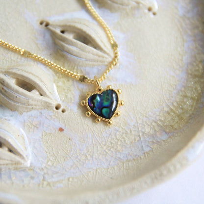 Gold Paua Shell Abalone Necklace